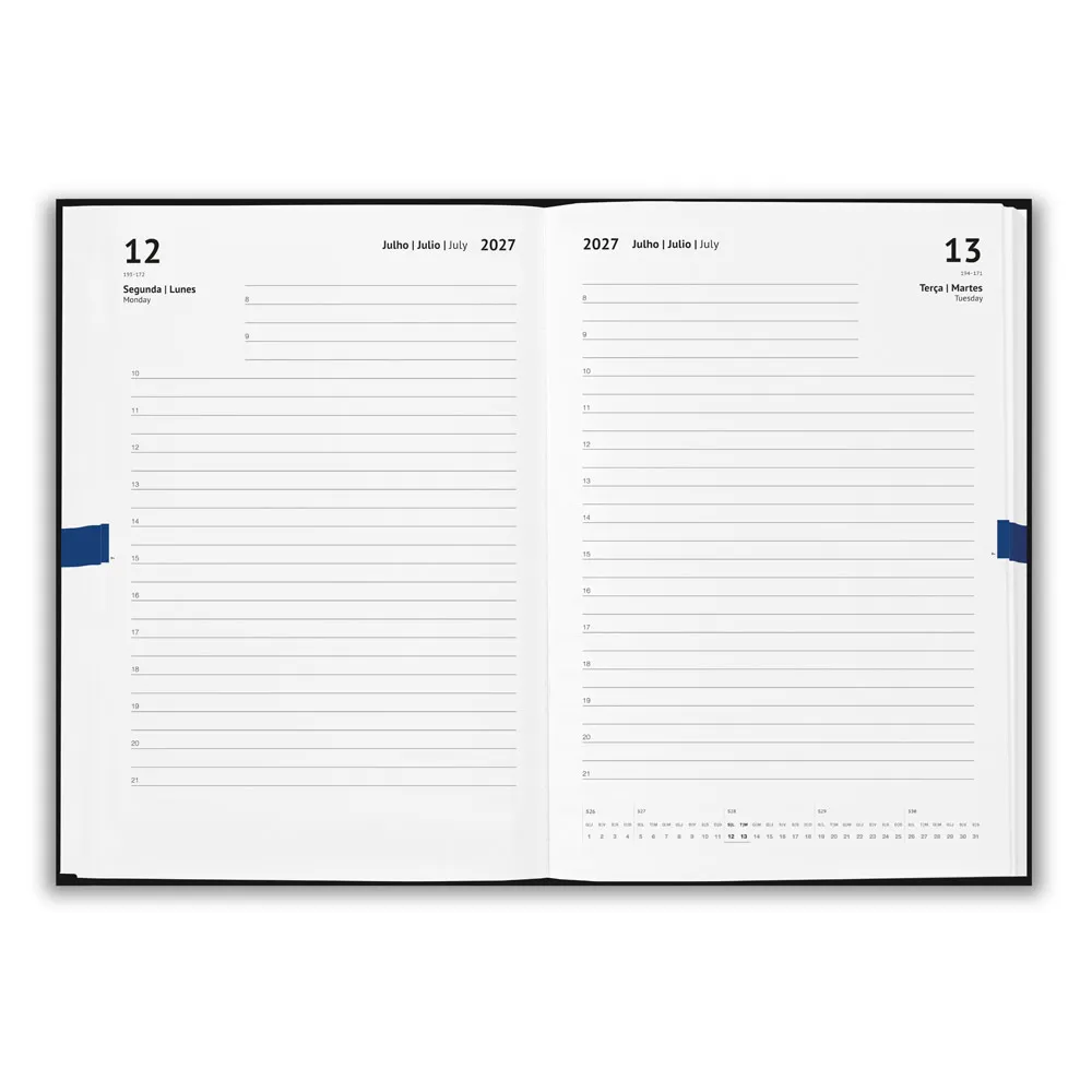 Agenda personalizada 21 x 15 cm com fecho magnético