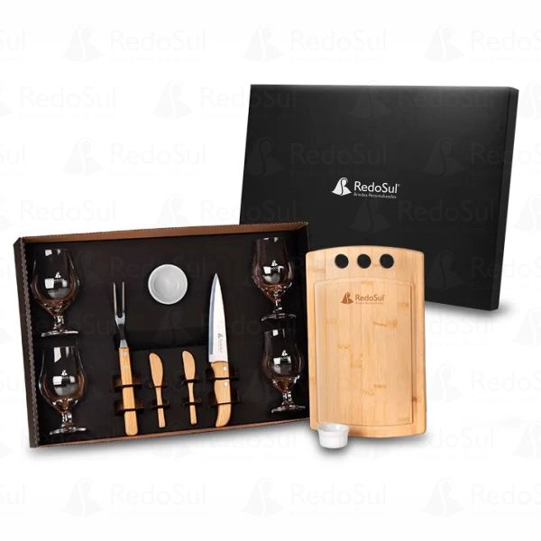 Kit Churrasco personalizado com acessório para Petiscos e Tábua - 11 Pçs