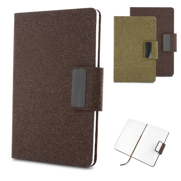 Caderno Personalizado produzido em PU com fibra de café ou chá de Anotações 21 x 14 cm