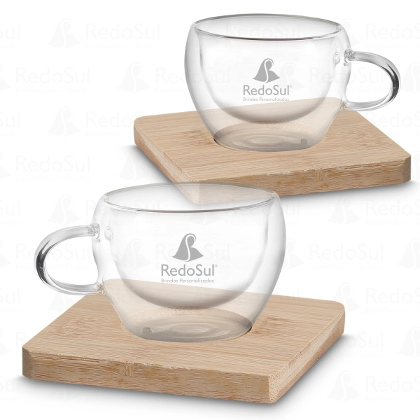 Conjunto de Xícaras Personalizadas de Vidro Borossilicato 