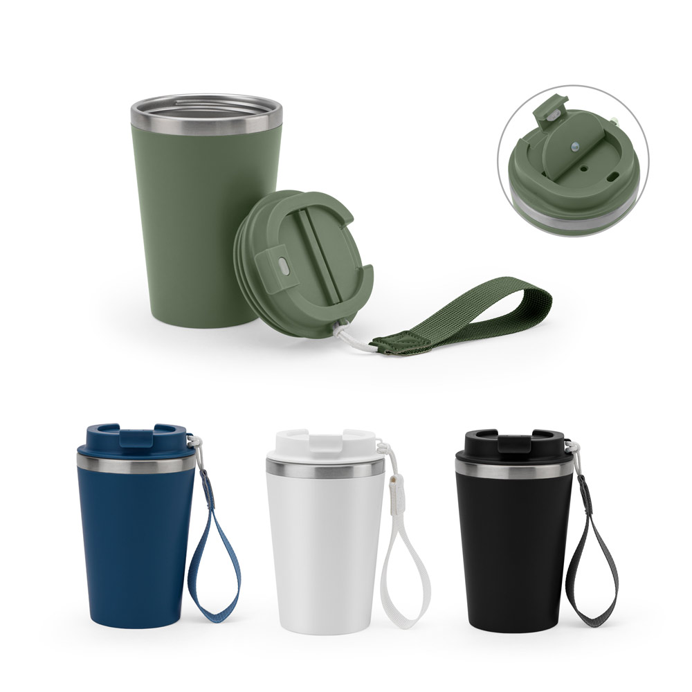 Copo de viagem personalizado em aço inox reciclado com parede dupla 460 ml