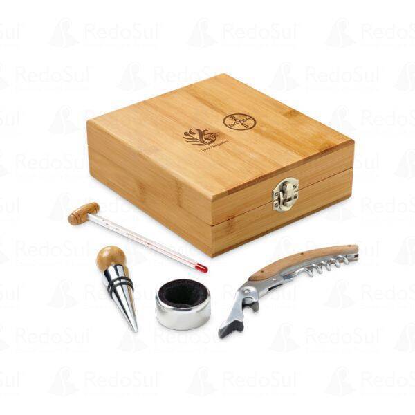 Kit Vinho Personalizado com Estojo em Bambu Kit Vinho Personalizado com Estojo em Bambu